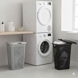 Wasmand Ventilation - met deksel - 2x stuks - zwart en zilver - 50 liter - 61 x 43 cm — thumbnail 3