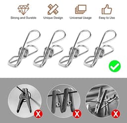 Dailygoody - Wasknijpers - Roestvrij staal - Sterke grip - 100 stuks - Waslijn en kledinghanger - Duurzaam en winddicht - Voor thuis en kantoor — thumbnail 2