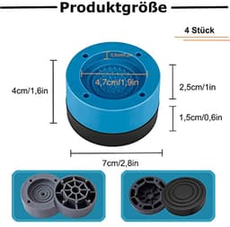 SnelShoppen - Vibration Damper 4 Stuks Anti-Vibratie Mat voor Wasmachine en Droger - Geluidisolatie, Hoogwaardige Rubber, Blauw — thumbnail 5