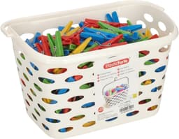 Plasticforte Wasknijpers Mandje - aan haak - 26 x 15 x 20 cm - wit - kunststof - ophangen — thumbnail 1