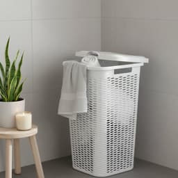 Plasticforte Wasmand Ventilation - 2x - met deksel - wit - kunststof - 51 liter - 43 x 35 x 61 cm - Badkamer - Wasgoed - Nieuw design - Zeer stevig — thumbnail 3