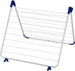 Droogrek voor in bad - verstelbaar 60-120 cm - 9 meter drooglengte - wit/blauw frame - wasrek — thumbnail 1