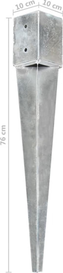 vidaXL - Grondpinnen - 6 - st - 10x10x76 - cm - gegalvaniseerd - staal - zilverkleurig — thumbnail 2