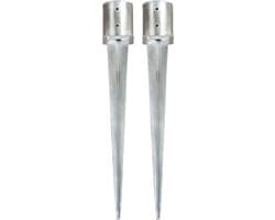 vidaXL - Grondpinnen - 2 - st - 12x91 - cm - gegalvaniseerd - staal - zilverkleurig
