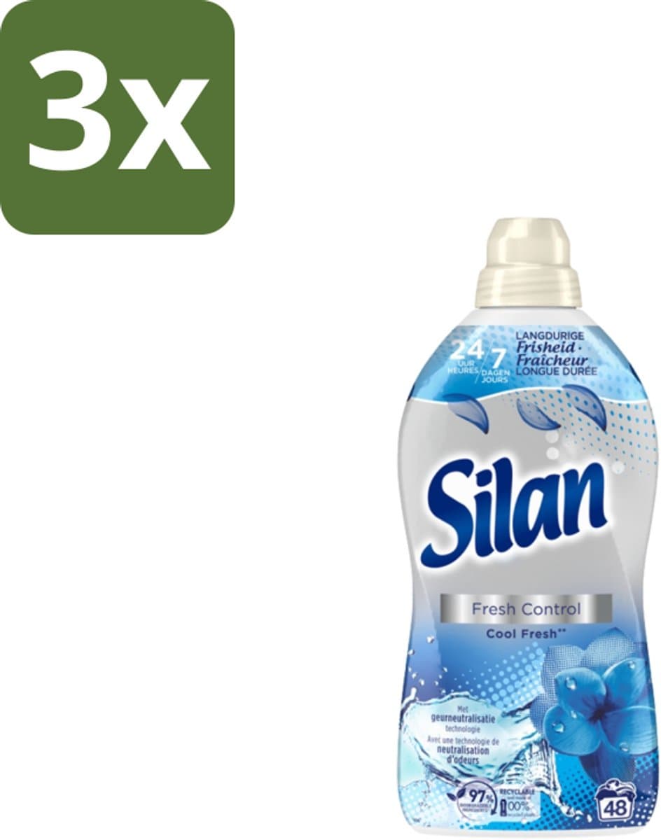 3 x Silan – Wasverzachter – Fresh Control Cool Fresh – 1056 ml - Wasverzachter - Frisheid - Kleding Verzorgen - Wasgoed Verzorgen - Koele Geur — afbeelding 1