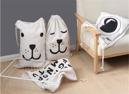 Grote waszak van canvas met trekkoord, ideaal voor kleding, speelgoed en andere spullen, wasmachinebestendig — thumbnail 2