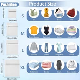 Wasnet voor Wasmachine - 6 Stuks Waszakken met Rits in 4 Maten - Grote Netzakken voor Kleding, Sokken en Beddengoed - Ideaal voor Ondergoed en Reizen — thumbnail 5