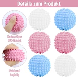 SnelShoppen - 9 stuks herbruikbare drogerballen, wasballen voor donsjacks en kleding, droogballen voor wasmachine en wasdroger, versnelt droogproces, — thumbnail 5