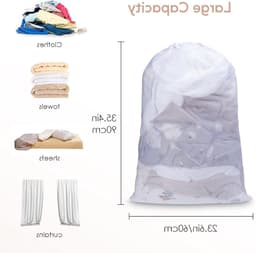 1 Pcs Trekkoord Waszak, 70×90cm Mesh Waszak voor Delicate Kleding, Sterke en Duurzame Netwaszak voor de Wasmachine, Ideaal voor Ondergoed en Fijne Stoffen — thumbnail 1