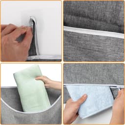 SnelShoppen - 2 Stuks Hangende Waszakken 91 x 56 cm - Ruime Opbergtas voor Kleding, Beddegoed, Handdoeken - Grijs, Muur Gemonteerd, Ideaal voor Deur, — thumbnail 4