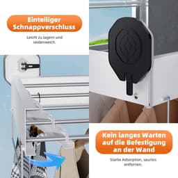 Dailygoods- Droogrek met zuignap - Inklapbaar - Wandmontage - Ruimtebesparend - Kledingrek - Duurzame constructie 50 x 25 cm - Wasrek — thumbnail 5