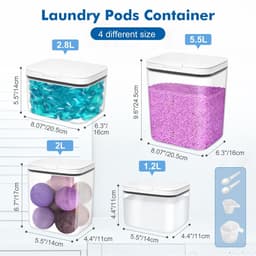 Dailygoods- Wasmiddelopslag 4 Stuks - Plastic Opbergdoos - Maatbekers - 5,5/2,8/2/1,2 l Capaciteit - Organisatie voor Wasmiddel - Wasparfum Opslag - Wasmiddelcontainer — thumbnail 2