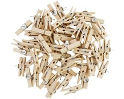Dailygoods- Houten Knijpers 110 Stuks - Duurzaam - Houten Klemmen - Mini Knijpers - Herbruikbaar - Eenvoudig te Bevestigen - Wasknijpers