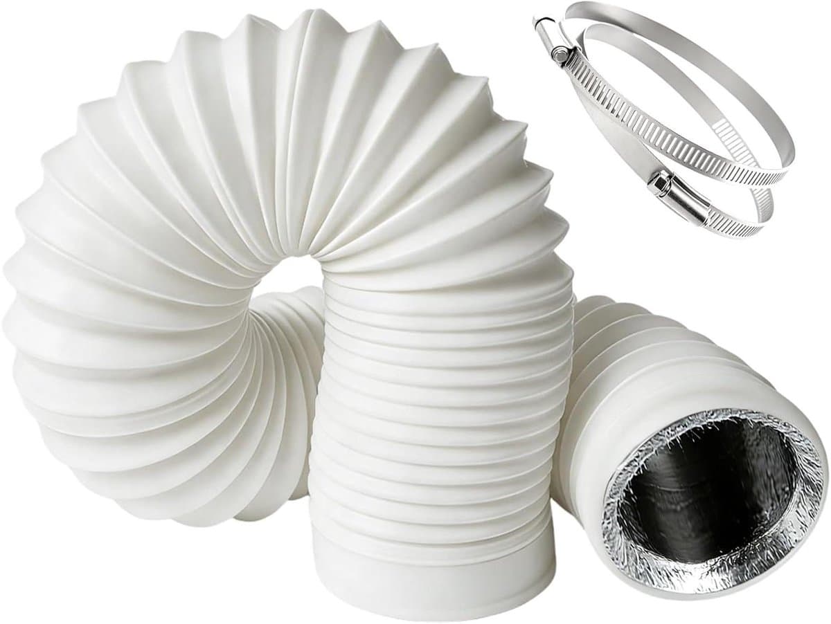 Afvoerslang Droger Ventilatie - Flexibele Slang Keuken - Lucht Afvoeren - Vijflaags Geluidsisolatie - 100mm x 3m - Wit — afbeelding 1
