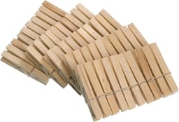 Wasknijpers van FSC® gecertificeerd hout, milieuvriendelijke houten klemmen, klemmen voor knutselen en decoreren, elk 7 cm, naturel — thumbnail 1