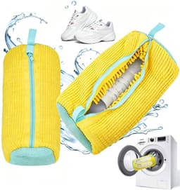 waszak, herbruikbare ritssluiting, pluche schoenen, waszak voor wasmachine, rondom reiniging, wasnet, schoenen voor alle sneakers, schoensoorten (geel) — thumbnail 1
