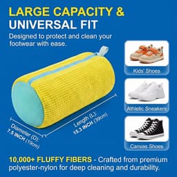 waszak, herbruikbare ritssluiting, pluche schoenen, waszak voor wasmachine, rondom reiniging, wasnet, schoenen voor alle sneakers, schoensoorten (geel) — thumbnail 5