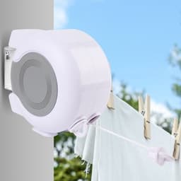 Wasdraad - Uitschuifbare Waslijn - Drooglijn voor buiten - Plastic waslijn - Waslijn Camping - Roldrooglijn - Twee weerbestendige lijnen voor - Wit — thumbnail 4