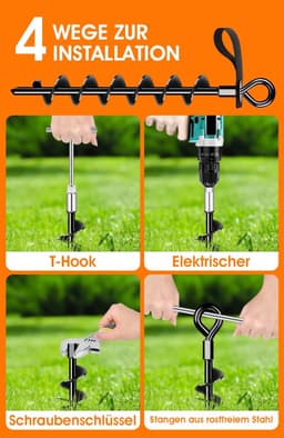 SnelShoppen - Heavy Duty Grondankers, Set van 4, Robuuste Volledig Geschroefde Grondankers met Riemen voor Het Bevestigen van Trampolines, Zonnescherm — thumbnail 3