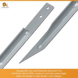 SnelShoppen - Pack van 4 Grondankers voor Schommel, Tuin, Speeltoren, Rozenboog - Galvaniseerd Staal, Inclusief Houten Schroeven, Veilig en Duurzaam — thumbnail 5
