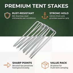 SnelShoppen - 20 Stuks Grondankers 2.5 mm x 100 mm U-vormige Sterke Tuin Pegs van Gegalvaniseerd Staal voor Grond, Tuin, Kunstgras en Onkruiddoek — thumbnail 5