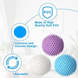 SnelShoppen - 8 stuks Herbruikbare Drogerballen Wasballen voor Wasdroger, Efficiënte Kledingreiniging, Milieu-vriendelijk, Voor Thuis Gebruik, Wit, Pe — thumbnail 4