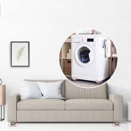 2-delige wasmachine-ophangbeugel - Met wielen - Antislip telescopische verstelbare beugel - Koelkastonderstel - Universele zwenkwielen - Geschikt voor drogers, koelkasten, vaatwassers en vriezers - Verdikte dubbele rij - Zilver — thumbnail 2