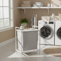 wasmand met plank, uitneembare waszak 65 l, H x B x D: 72 x 50 x 33 cm, wit/grijs — thumbnail 5