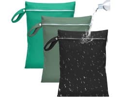 3 waterdichte tassen, 40 x 30 cm, waterdichte reistas, herbruikbaar, voor badpakken, strandhanddoeken en campingaccessoires (zwart, groen, blauw-groen)