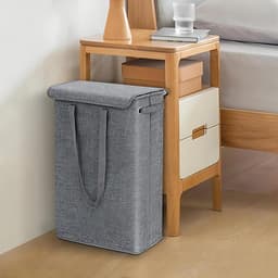 REDOM Wasmand 39 x 19 x 60 cm – Smal en Opvouwbaar – Met Deksel en Handvatten – Ruimtebesparend voor Badkamer, Slaapkamer en Wasruimte – Donkergrijs — thumbnail 1