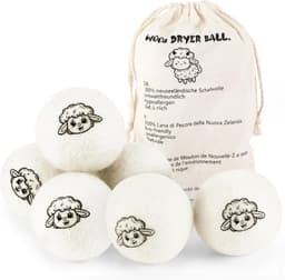Drogerballen voor wasdroger, 100% hypoallergeen, wasballen voor dons | Set van 6, Nieuw-Zeelandse woldroger, natuurlijke wasverzachter, wasverzachter voor zacht en wollig wassen, met opslag — thumbnail 1