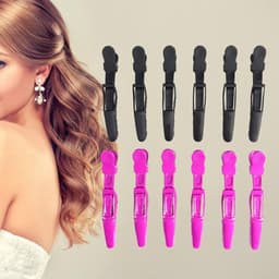 Haarspelden Kappersklips - Haarklemmen Accessoires - Haar Styling - Dubbel Scharnier - 12 Stuks - Zwart — thumbnail 2