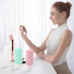 Siliconen reisfles van 200 ml voor toiletartikelen, 3 stuks lekvrije hervulbare knijpbare containers voor lotion, vloeibare shampoo, conditioner, toiletartikelen, BPA-vrij en TSA-goedgekeurde — thumbnail 3