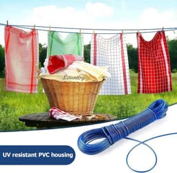 Waslijn Touw - Kledinglijn Outdoor - Kleding Drogen - Stalen Kern - 30 Meter - Blauw — thumbnail 5