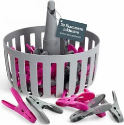 Wasknijpermand met 30 stevige klemmen, robuuste mand met haken, praktische opbergmand voor wasknijpers, uv-bestendig en weerbestendig, ruimtebesparend — thumbnail 1