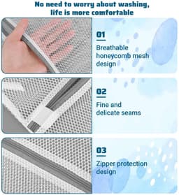 Mesh waszakken voor delicate mini 40 x 30 cm duurzame lingerie zakken voor wassen delicate machine voor lingerie ondergoed sokken babykleding reizen 15,75 x 11,81 inch — thumbnail 3