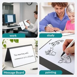 A5 uitwisbaar draagbaar whiteboard met 3 kleurpotloden, mini opvouwbaar draagbaar whiteboard, met PU-hoes en reinigingsdoek, grijs — thumbnail 3