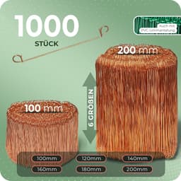 Draadsluitingen voor Zakken - Sluitdraad Binddraad - Zakken Afsluiten - Koperen Coating - 1000 Stuks 120mm - Koperkleurig — thumbnail 5
