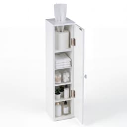 SureDeal® - Badkamerrekk - Vrijstaand Tissue Kast - Afneembare Planken Wit - 17x16x69 cm - Wit — thumbnail 2