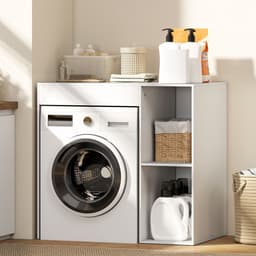 Kast boven de wasmachine-badkamerorganizer boven het toilet met open opbergvakken voor de badkamer-wit — thumbnail 2