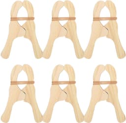 Houten wasknijpers - Kledingklemmen set - Huishoudelijk organiseren - Robuuste grip - 6 stuks - Niet gespecificeerd — thumbnail 1