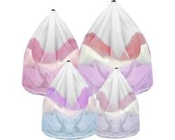 Thijox - 4 Stuks Waszakken Wasmachine, Grote Wasnet, Herbruikbaar Netzak voor Wasgoed, 40x30 cm met Koordstopper, Beschermt Kleding en BH, Zacht en Ad