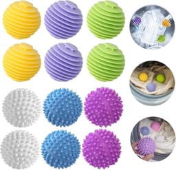 Thijox - 12 stuks wasballen voor wasmachine en droger, herbruikbare rubberen drogerballen, vermindert kreuken en klemmen, efficiënt en zuinig voor sne — thumbnail 1