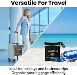 SnelShoppen - Travel Set (Grijs-Zwart, Medium) - Waterdichte Waszak voor Vuile Kleding, Vouwbare Nat Zak voor Sport, Zwemmen, Kamperen en Vakantie, Ge — thumbnail 3