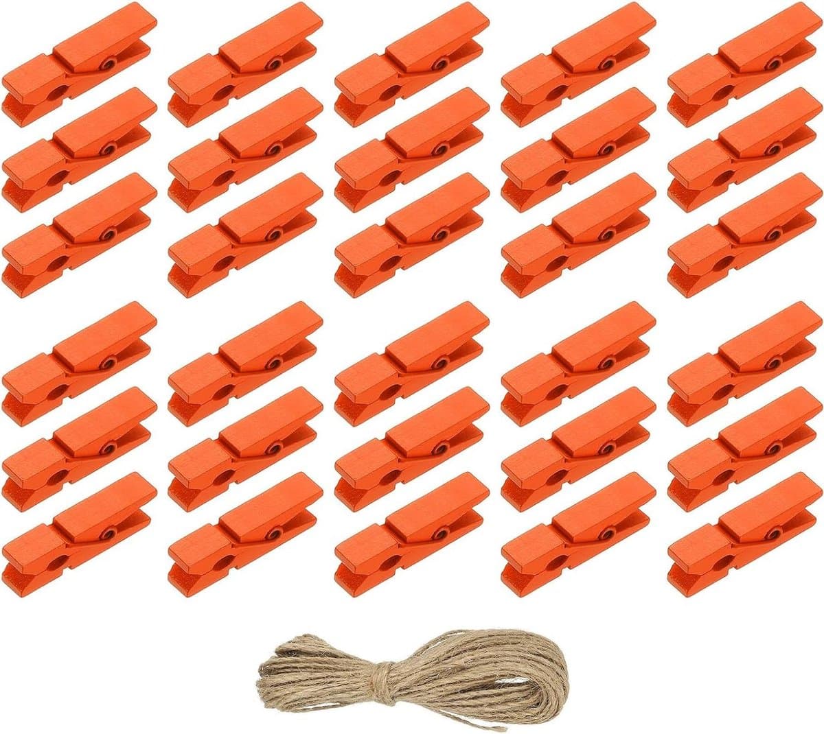 Houten Wasknijpers - Kleine Knijpers - Foto's Ophangen - Natuurlijk Hout - 35 cm - Oranje — afbeelding 1