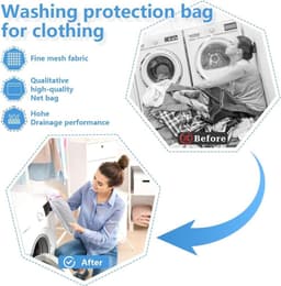 Duurzame Waszakken Set van 2, Ademend Net met Ritssluiting voor Kleding, Bescherming voor Jumpers, Shirts en Ondergoed, Maat M 40 x 50 cm — thumbnail 5