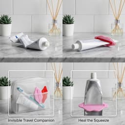 Tubeknijpers set 8 stuks - kunststof - nude roze en rood - efficiënt gebruik voor tubes - ShopVlot — thumbnail 5