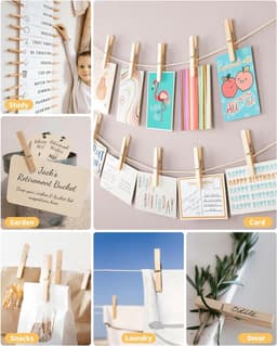 Houten Was Knijpers - Grote Klemmen - Kleding Ophangen - Robuuste Kwaliteit - 10cm 12 Stuks - Houtkleur — thumbnail 5