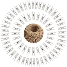 Set van 100 Houten Kledingknijpers met 30 m Jute Touw voor Foto's, Creatieve Projecten en Kledingorganisatie — thumbnail 3
