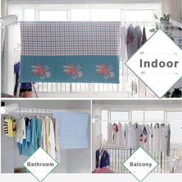 Intrekbare Waslijn - Droogrek Telescoop - Kleding Drogen - 5 Sterke Lijnen - 375 m per lijn - Wit — thumbnail 2